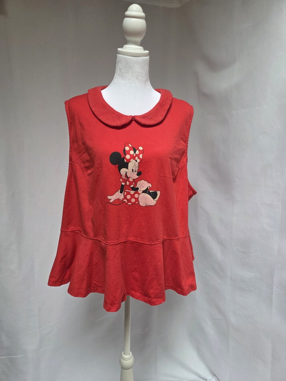 Disney Minnie Mouse Red Peter Pan Collar Sleeveless Peplum Top Women's 3X